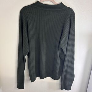 Cezani Sweater Adult M Green Mock Neck 100% Extra Fine Merino Wool PullOver Top